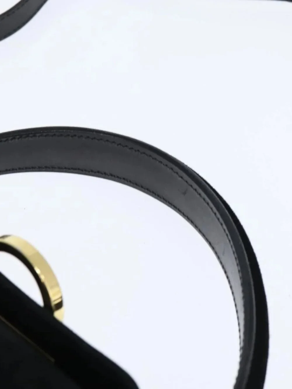 Salvatore Ferragamo Hand Bag Suede 2way Black Gold Auth BA7321